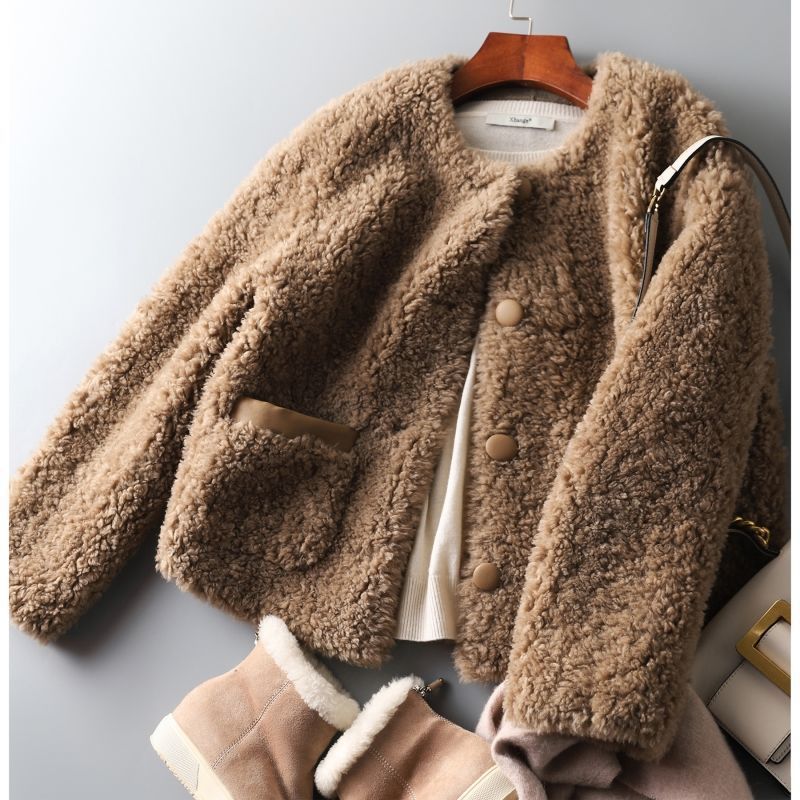 Emma Cozy Winter Coat in Faux Sheepskin