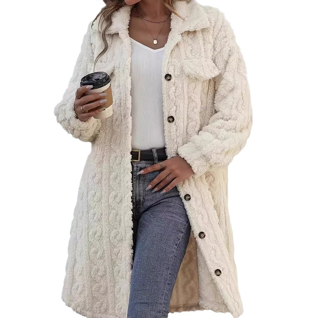 Manteau Long en Peluche – Élégance Décontractée pour Femme