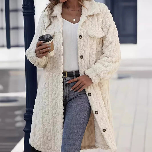 Manteau Long en Peluche – Élégance Décontractée pour Femme