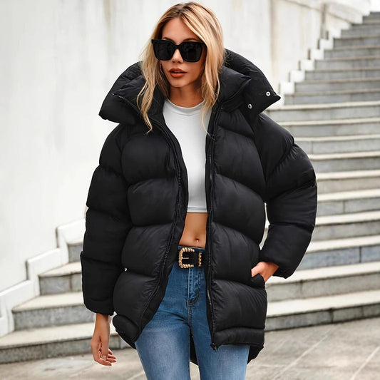 Manteau Matelassé Mi-long Épais et Chaud