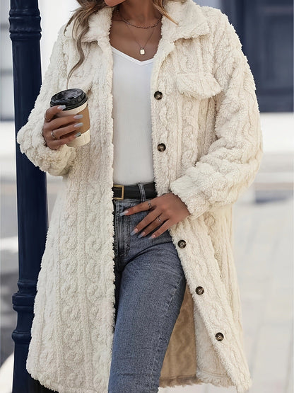 Manteau Long en Peluche – Élégance Décontractée pour Femme