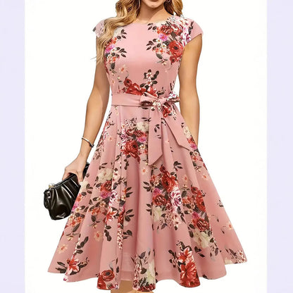 Élodie – Robe Mi-longue Chic Avec Nœud Taille