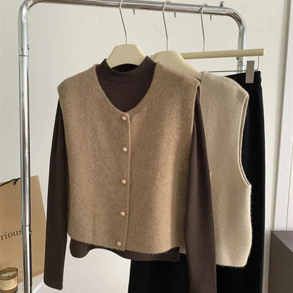 Clara Sleeveless Cardigan Soft Knit with Buttons