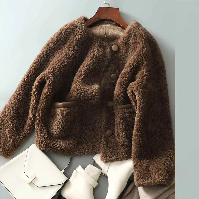 Emma Cozy Winter Coat in Faux Sheepskin