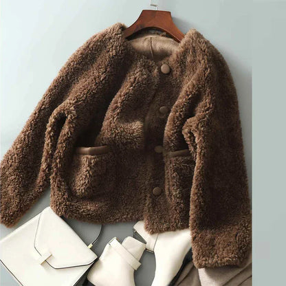 Emma Cozy Winter Coat in Faux Sheepskin