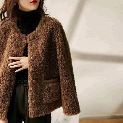 Emma Cozy Winter Coat in Faux Sheepskin