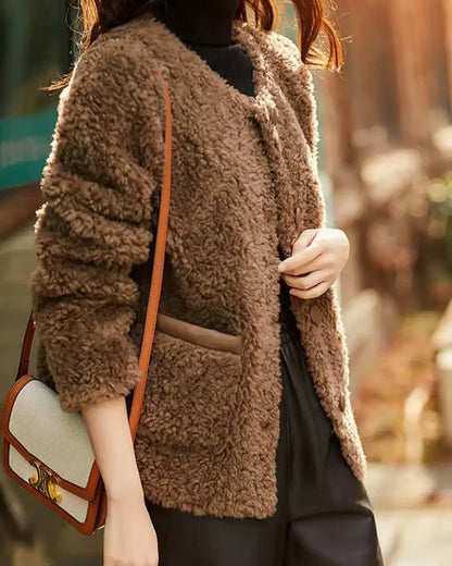 Emma Cozy Winter Coat in Faux Sheepskin