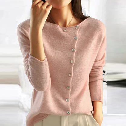 Sophie Soft Knit Sweater with Asymmetrical Buttons