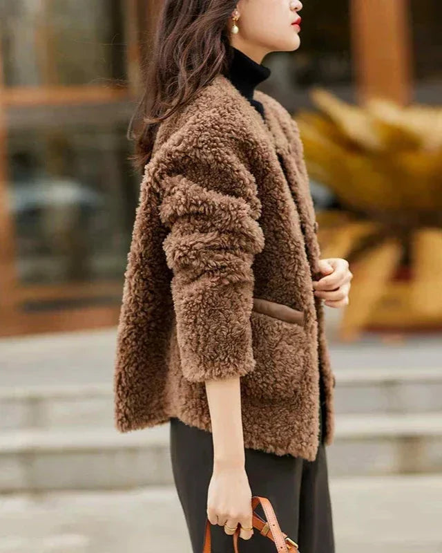 Emma Cozy Winter Coat in Faux Sheepskin