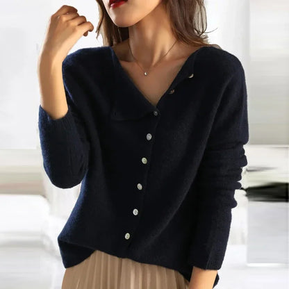 Sophie Soft Knit Sweater with Asymmetrical Buttons