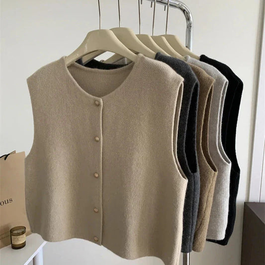 Clara Sleeveless Cardigan Soft Knit with Buttons