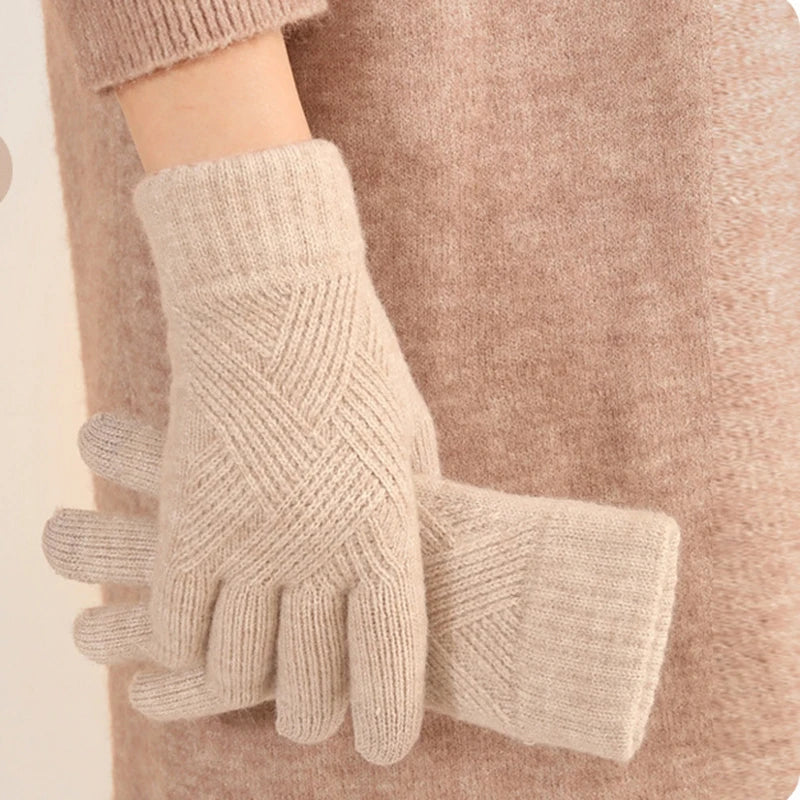 Léna Cashmere Diamond Knit Gloves