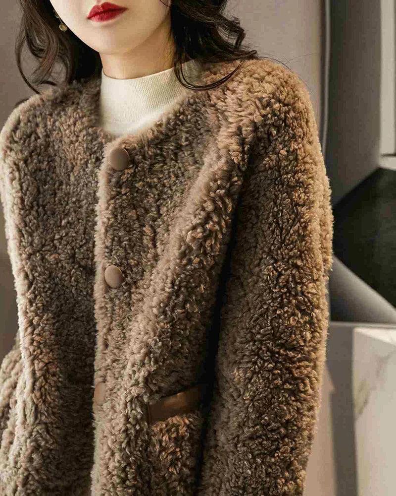 Emma Cozy Winter Coat in Faux Sheepskin