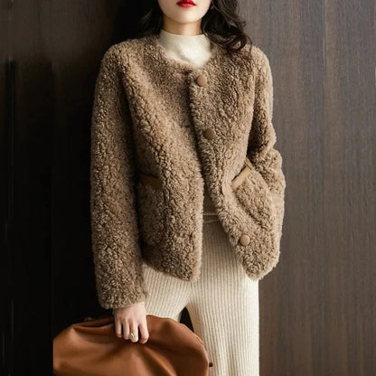 Emma Cozy Winter Coat in Faux Sheepskin