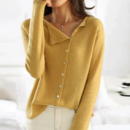 Sophie Soft Knit Sweater with Asymmetrical Buttons