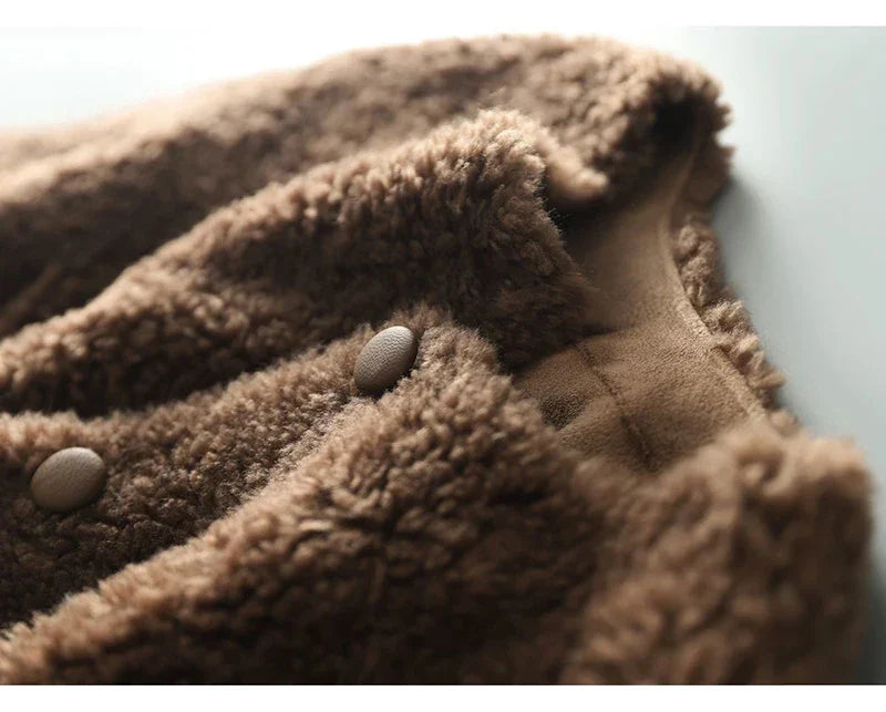 Emma Cozy Winter Coat in Faux Sheepskin