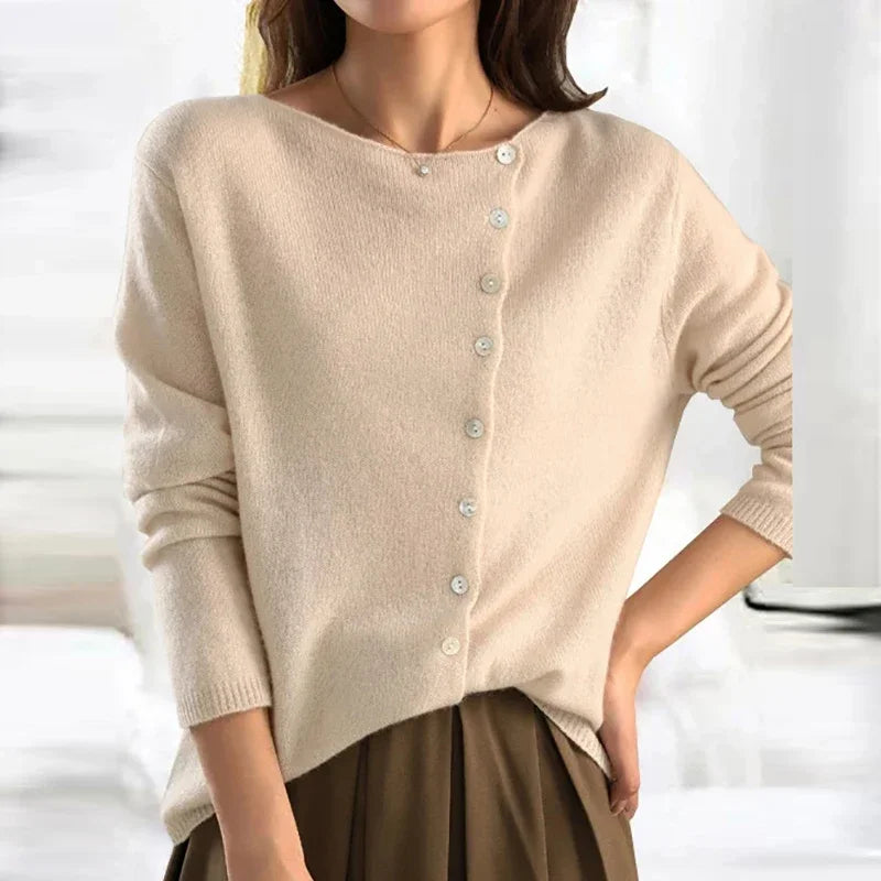 Sophie Soft Knit Sweater with Asymmetrical Buttons