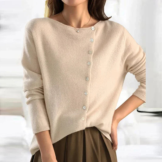 Sophie Soft Knit Sweater with Asymmetrical Buttons