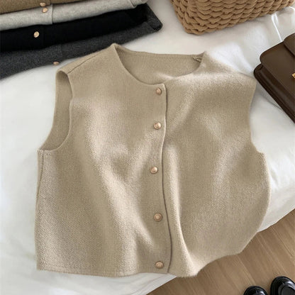 Clara Sleeveless Cardigan Soft Knit with Buttons