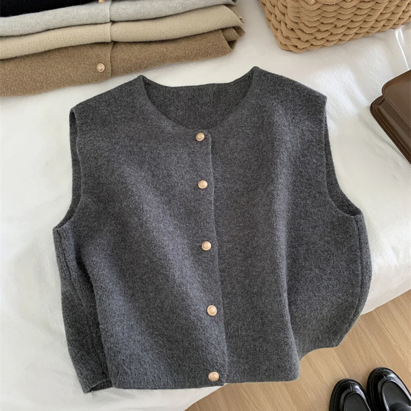 Clara Sleeveless Cardigan Soft Knit with Buttons
