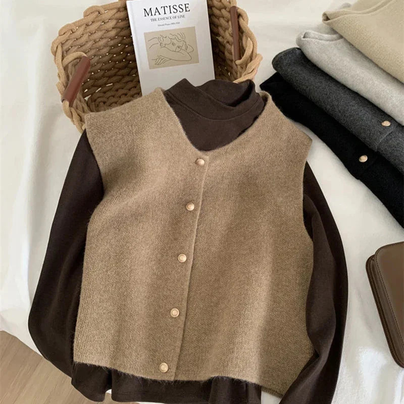 Clara Sleeveless Cardigan Soft Knit with Buttons