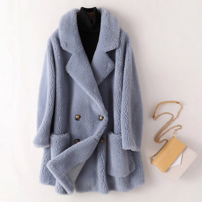Léa elegant faux fur shearling coat