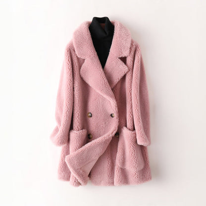 Léa elegant faux fur shearling coat