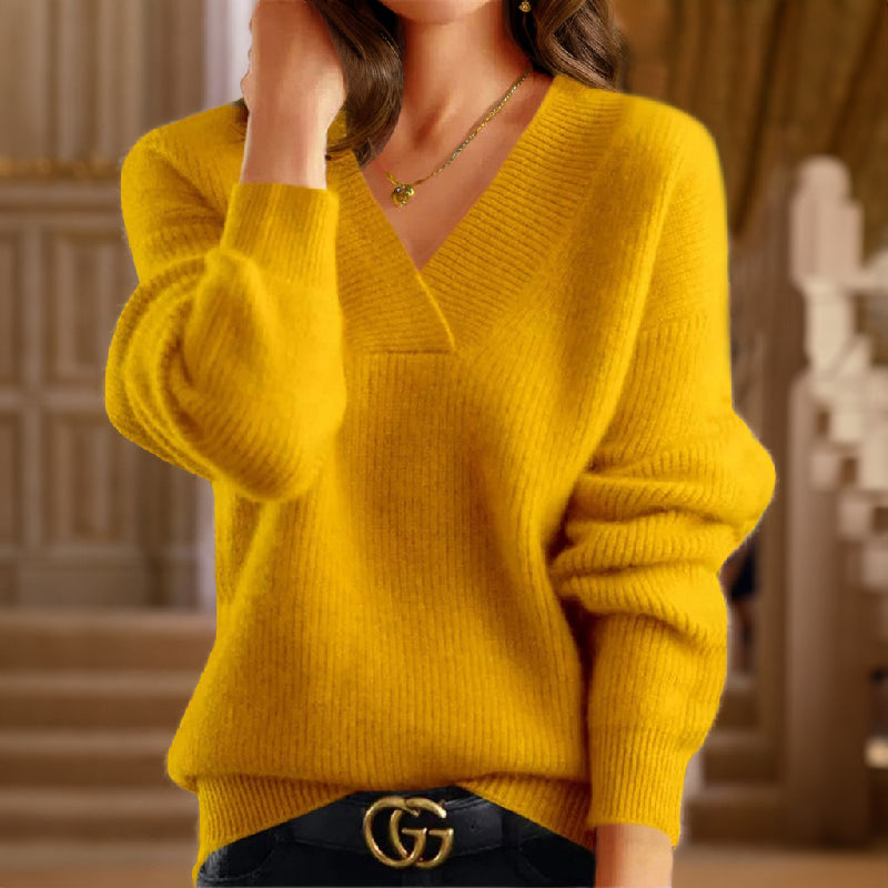 Élise soft knit sweater with V-neck