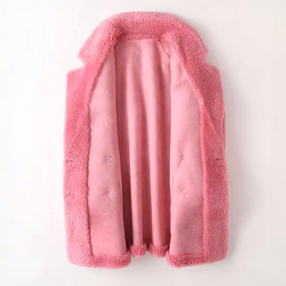 Léa elegant faux fur shearling coat
