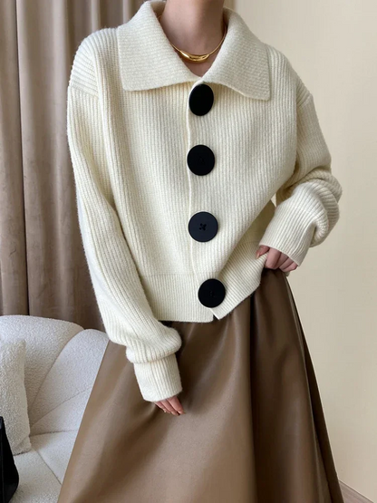 Léa Textured Button Statement Cardigan