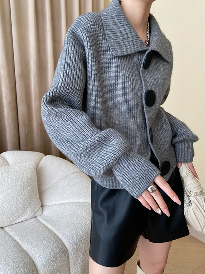 Léa Textured Button Statement Cardigan