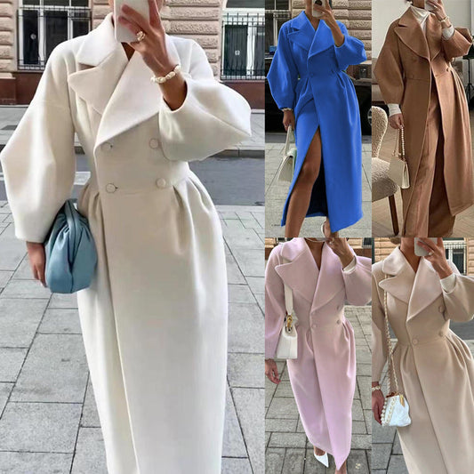 Manteau Vintage Long à Manches Lanternes