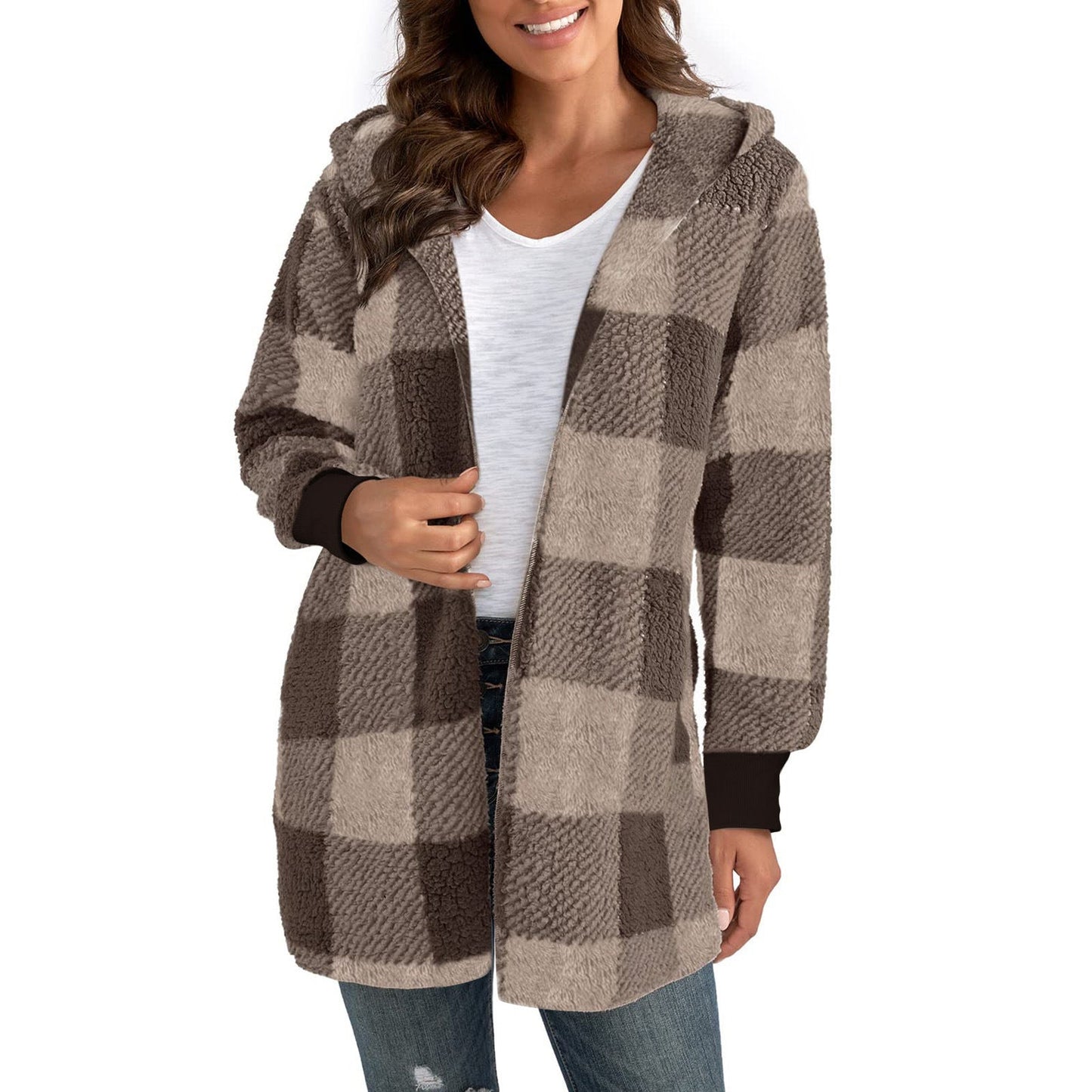 Cardigan Plaid Décontracté
