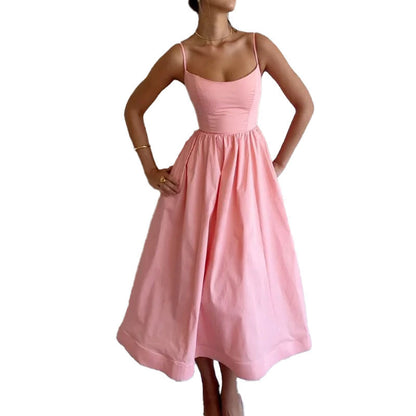 Alya – Robe Longue Évasée à Bretelles Lavande