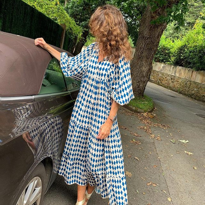 VERDE VINTAGE ROBE BOHÈME IMPRIMÉ FLORAL