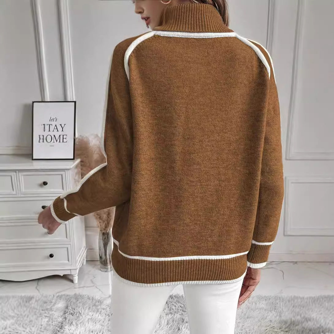 Pull Col Haut en Tricot – Mode Décontractée