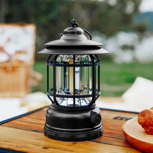 LumaVint – Rechargeable Vintage-Style LED Camping Lamp with Adjustable Light