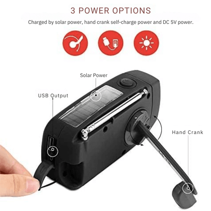 Lumora – Radio d’Urgence Portable Multifonction avec Manivelle et Lampe LED