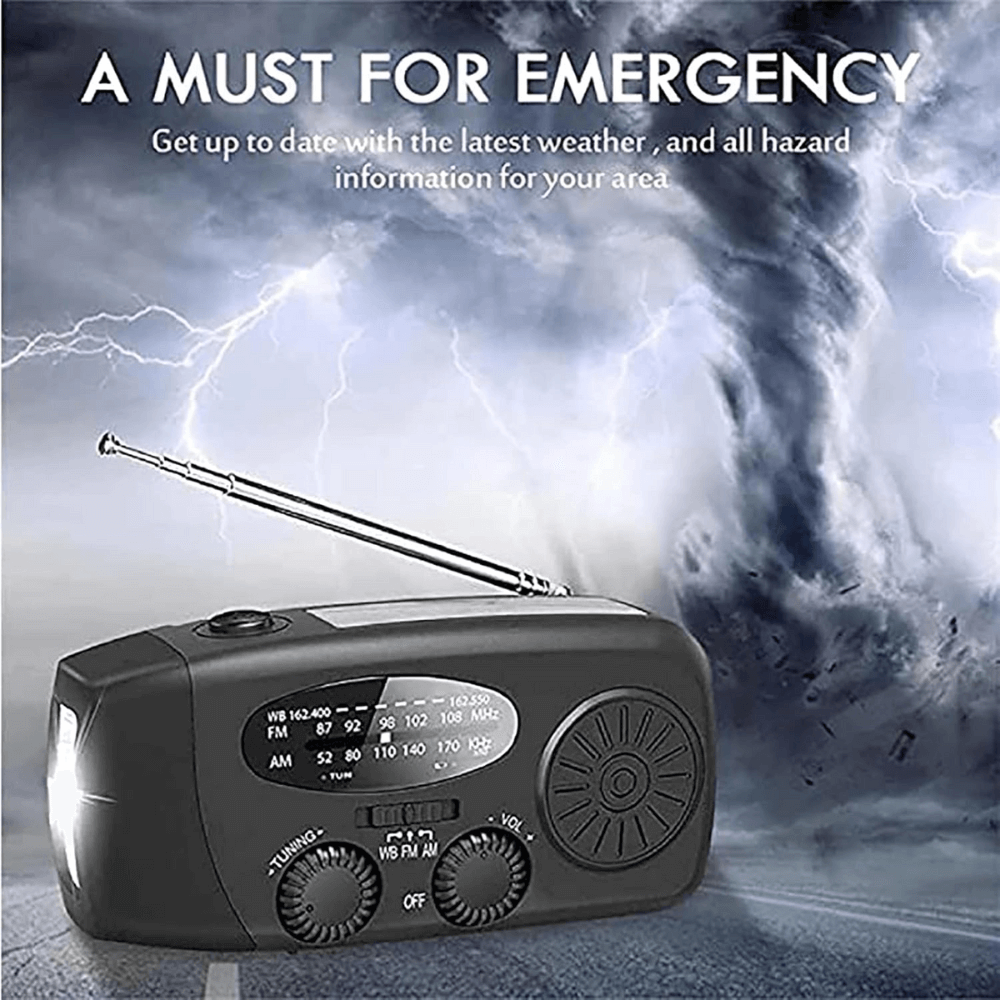 Lumora – Radio d’Urgence Portable Multifonction avec Manivelle et Lampe LED