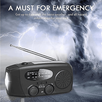 Lumora – Radio d’Urgence Portable Multifonction avec Manivelle et Lampe LED