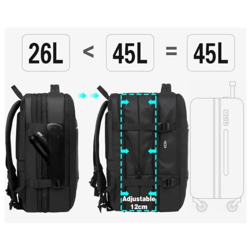 VoyagePro – Expandable Travel Backpack with USB Port and Laptop Compartment