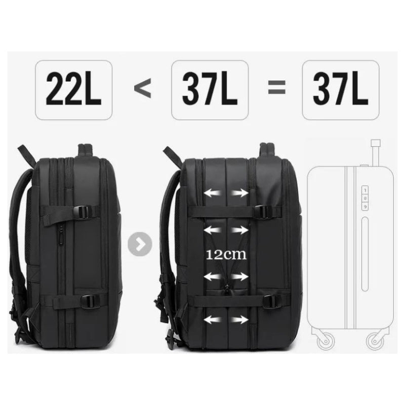 VoyagePro – Expandable Travel Backpack with USB Port and Laptop Compartment
