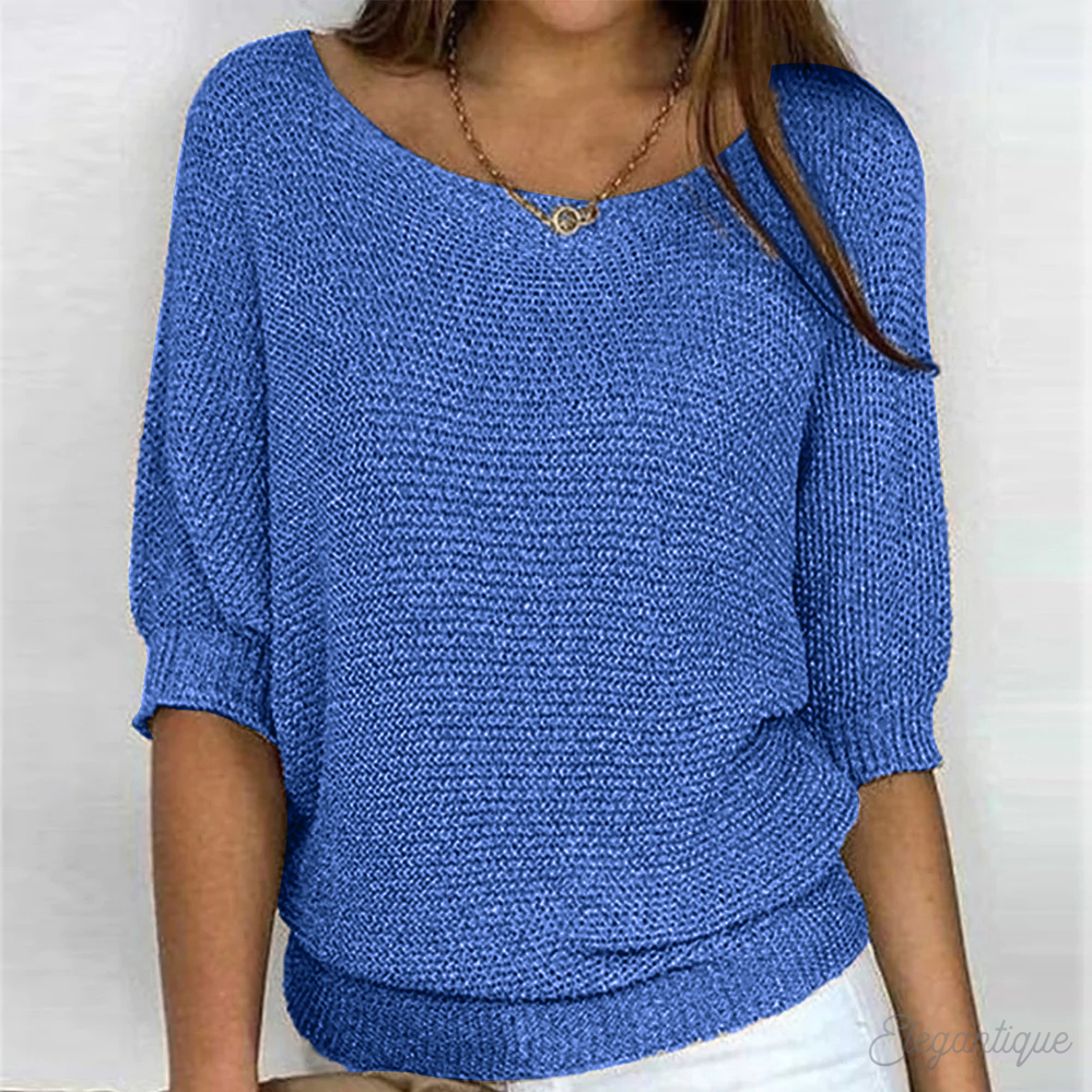 Soft Knit Sweater with Boat Neck