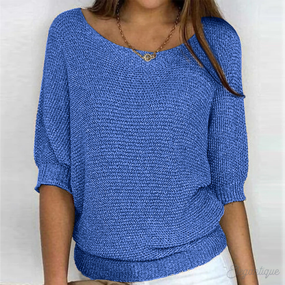 Soft Knit Sweater with Boat Neck