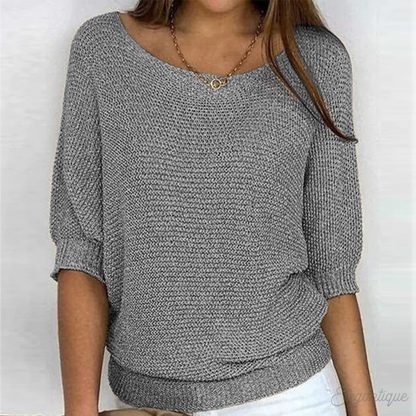 Soft Knit Sweater with Boat Neck