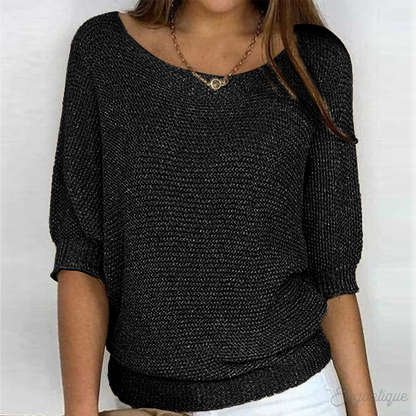 Soft Knit Sweater with Boat Neck