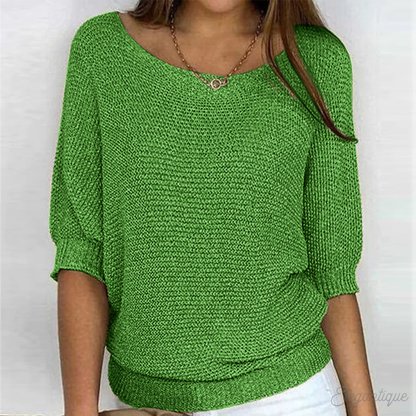 Soft Knit Sweater with Boat Neck