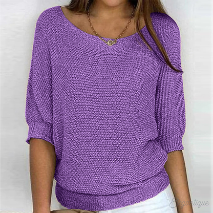 Soft Knit Sweater with Boat Neck