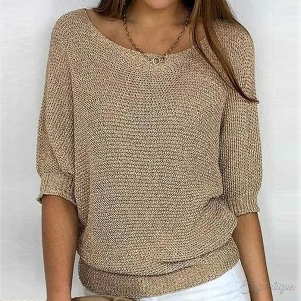 Soft Knit Sweater with Boat Neck