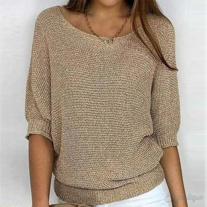 Soft Knit Sweater with Boat Neck